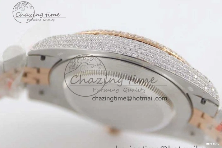 MiroTime 1229 Affordable Datejust 41 SS RG Full Diamonds TWF 1:1 Best Edition Arabic Markers Dial on Jubilee Bracelet A 2385